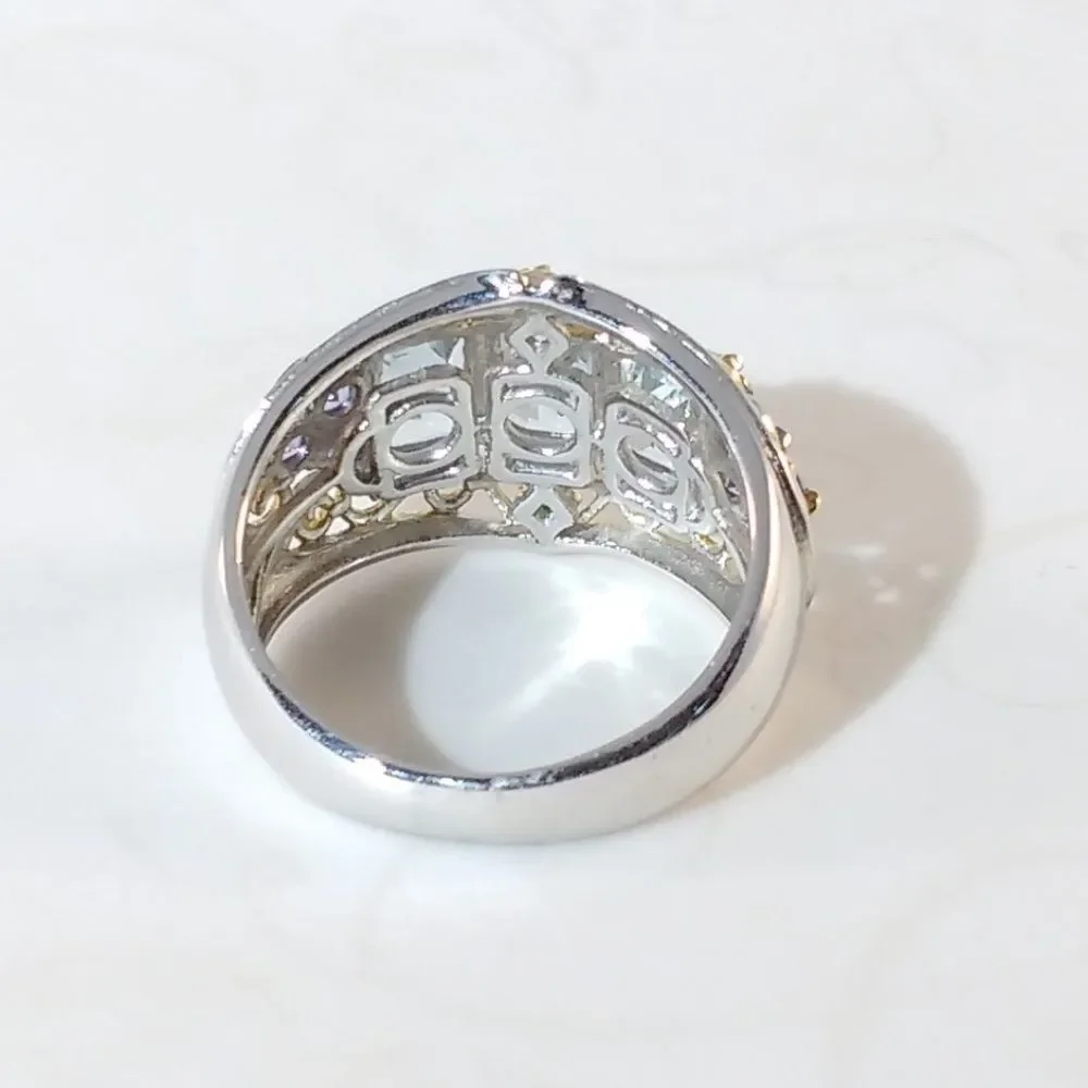Aquamarine & Tanzanite 3.2 cttw Blue Size 8